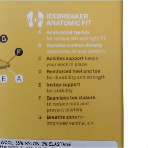 Icebreaker Men's Merino Micro Black Running Socks Left + Right Anatomic Fit - Picture 8 of 10